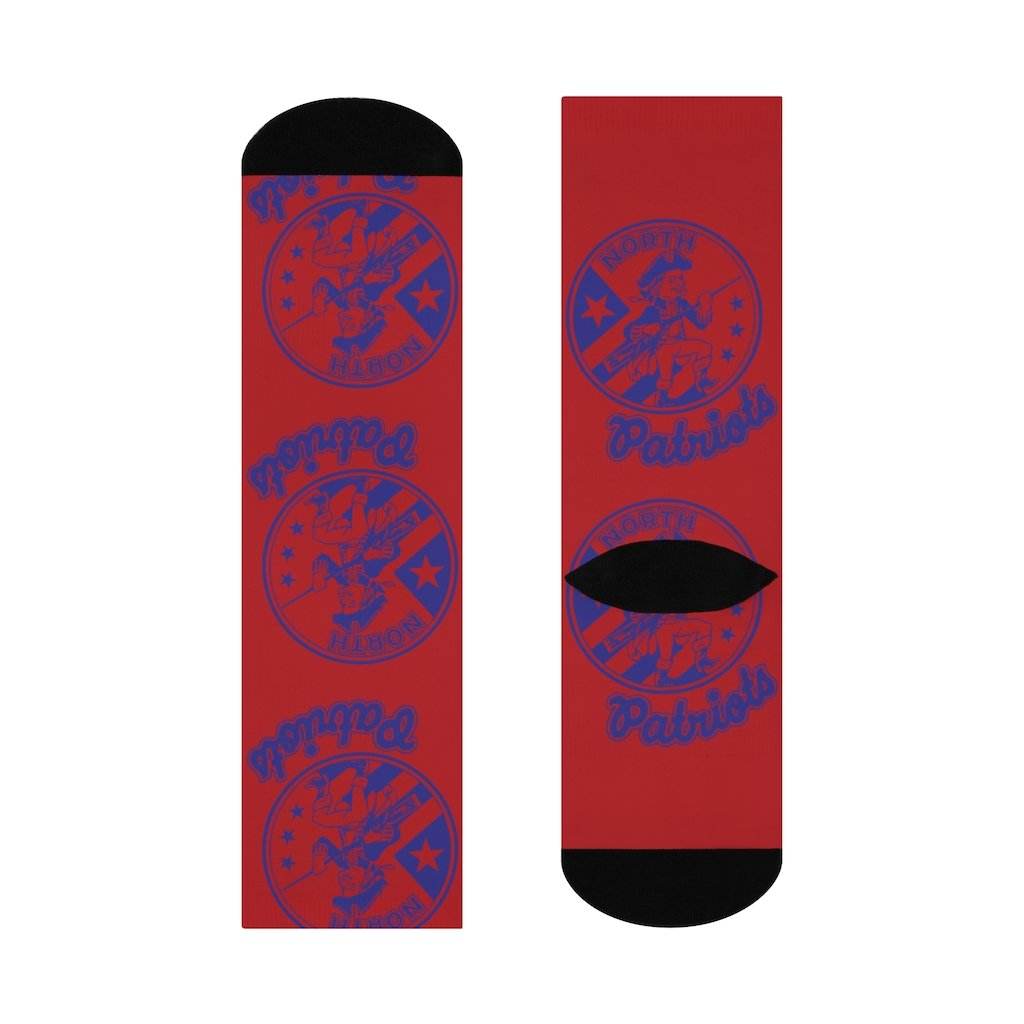 Terre Haute North HS Patriots - Crew Socks - patriot blue on red - EdgyHaute