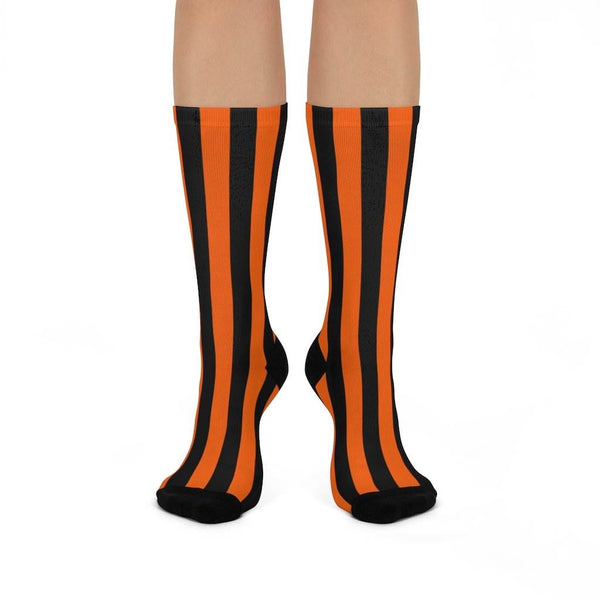 Sarah Scott MS Scotties - Crew Socks - orange and black stripes - EdgyHaute