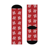 Wiley Red Streaks - Crew Socks - white on red - EdgyHaute
