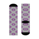 Greencastle HS Tiger Cubs - Crew Socks - purple on gray - EdgyHaute