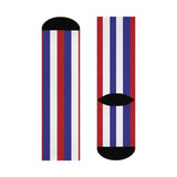Terre Haute North HS Patriots - Crew Socks - red, white and blue stripes - EdgyHaute