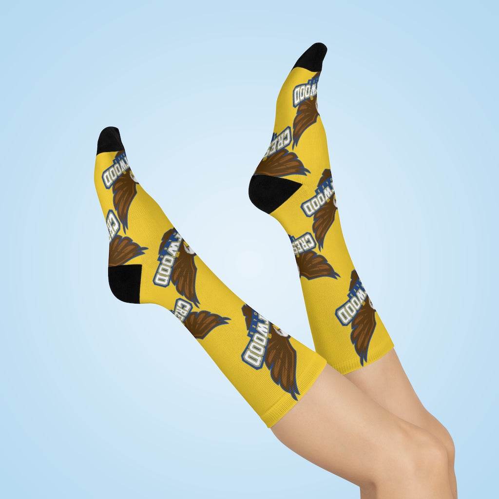 Crestwood School Eagles - Crew Socks - large eagle on yellow - EdgyHaute