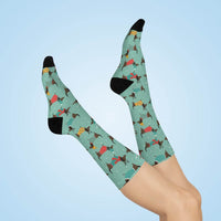 Dachsunds Holiday - Crew Socks - holiday pattern - EdgyHaute