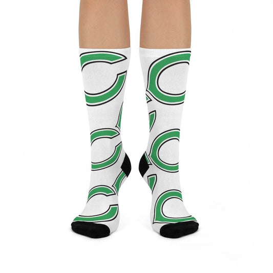 Cloverdale HS Clovers - Crew Socks - large C on white - EdgyHaute