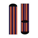 North Putnam HS Cougars - Crew Socks - navy and orange stripes - EdgyHaute