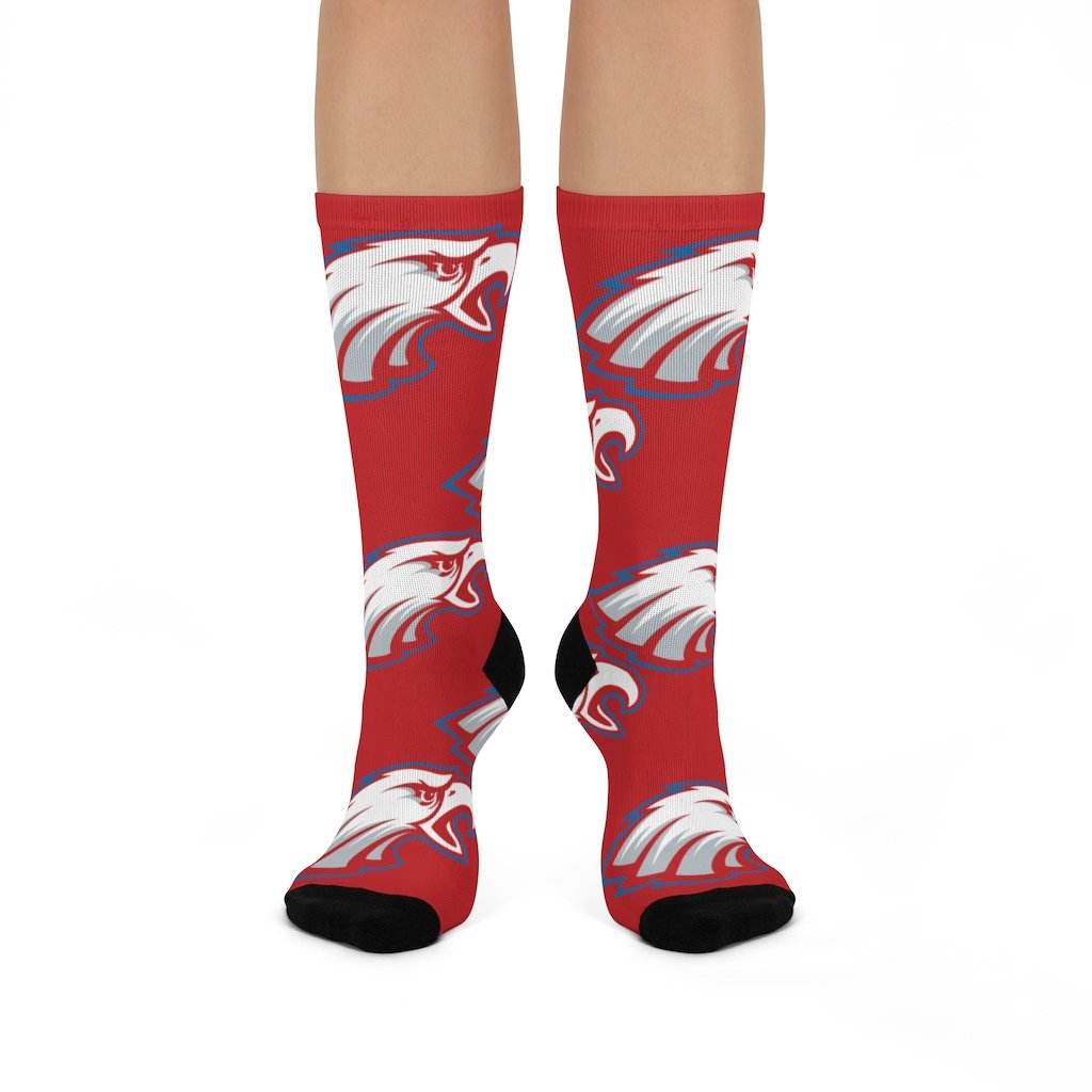 South Putnam HS Eagles - Crew Socks - large eagle on red - EdgyHaute