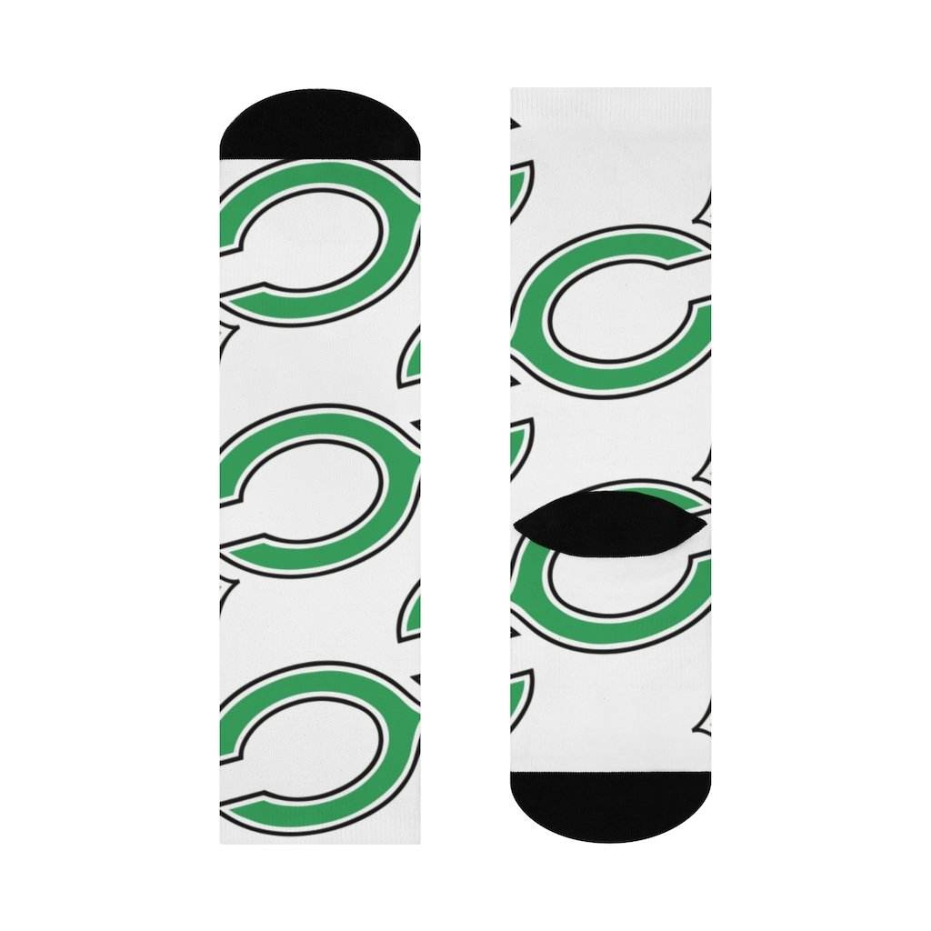 Cloverdale HS Clovers - Crew Socks - large C on white - EdgyHaute