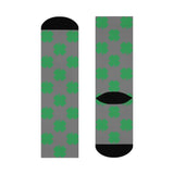 Cloverdale HS Clovers - Crew Socks - 4-leaf clover on gray - EdgyHaute