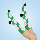 Cloverdale HS Clovers - Crew Socks - large 4-leaf clover on green - EdgyHaute