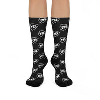 Terre Haute South HS Braves - Crew Socks - white on black - EdgyHaute