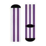 Clay City HS Eels - Crew Socks - purple and white stripes - EdgyHaute