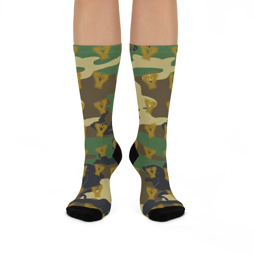 North Vermillion HS Falcons - Crew Socks - camo - EdgyHaute