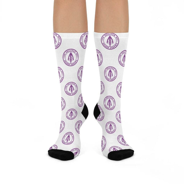 Sullivan HS Golden Arrows - Crew Socks - purple on white - EdgyHaute