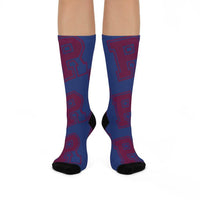 Riverton Parke HS Panthers - Crew Socks - large RP maroon on navy - EdgyHaute