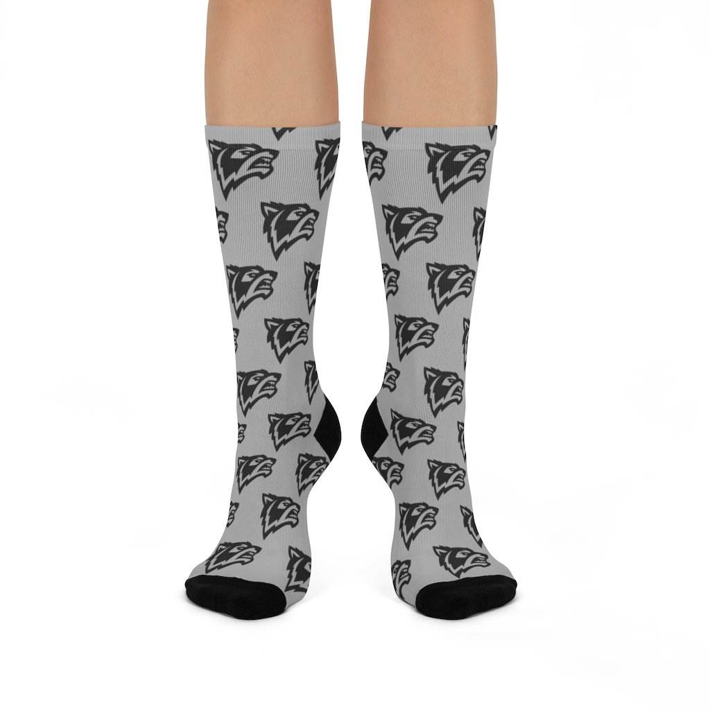 Parke Heritage HS Wolves - Crew Socks - black on gray - EdgyHaute