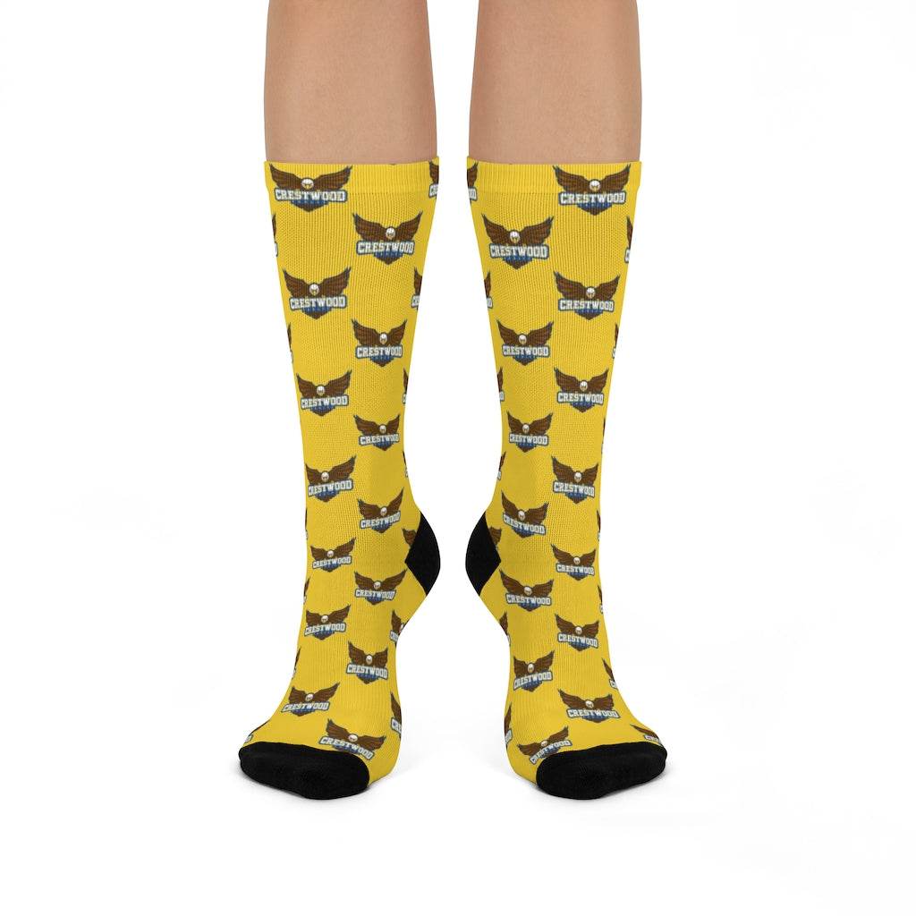 Crestwood School Eagles - Crew Socks - eagle on yellow - EdgyHaute