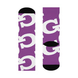 Garfield Purple Eagles - Crew Socks - large G on purple - EdgyHaute