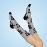 Parke Heritage HS Wolves - Crew Socks - large wolf black on gray - EdgyHaute