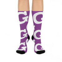 Garfield Purple Eagles - Crew Socks - large G on purple - EdgyHaute