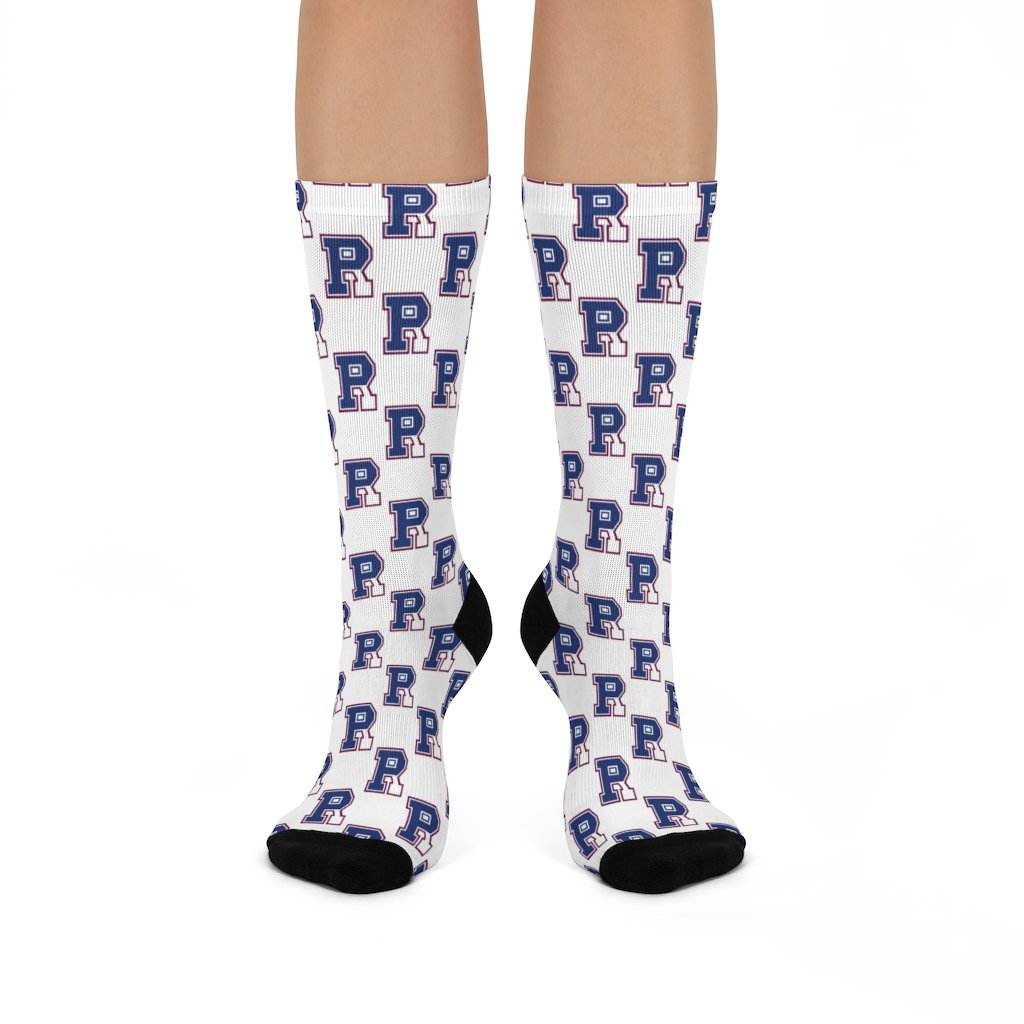 Riverton Parke HS Panthers - Crew Socks - navy on white - EdgyHaute