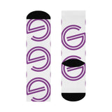 Garfield Purple Eagles - Crew Socks - large center-court G on white - EdgyHaute