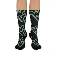 West Vigo HS Vikings - Crew Socks - WV green on black - EdgyHaute