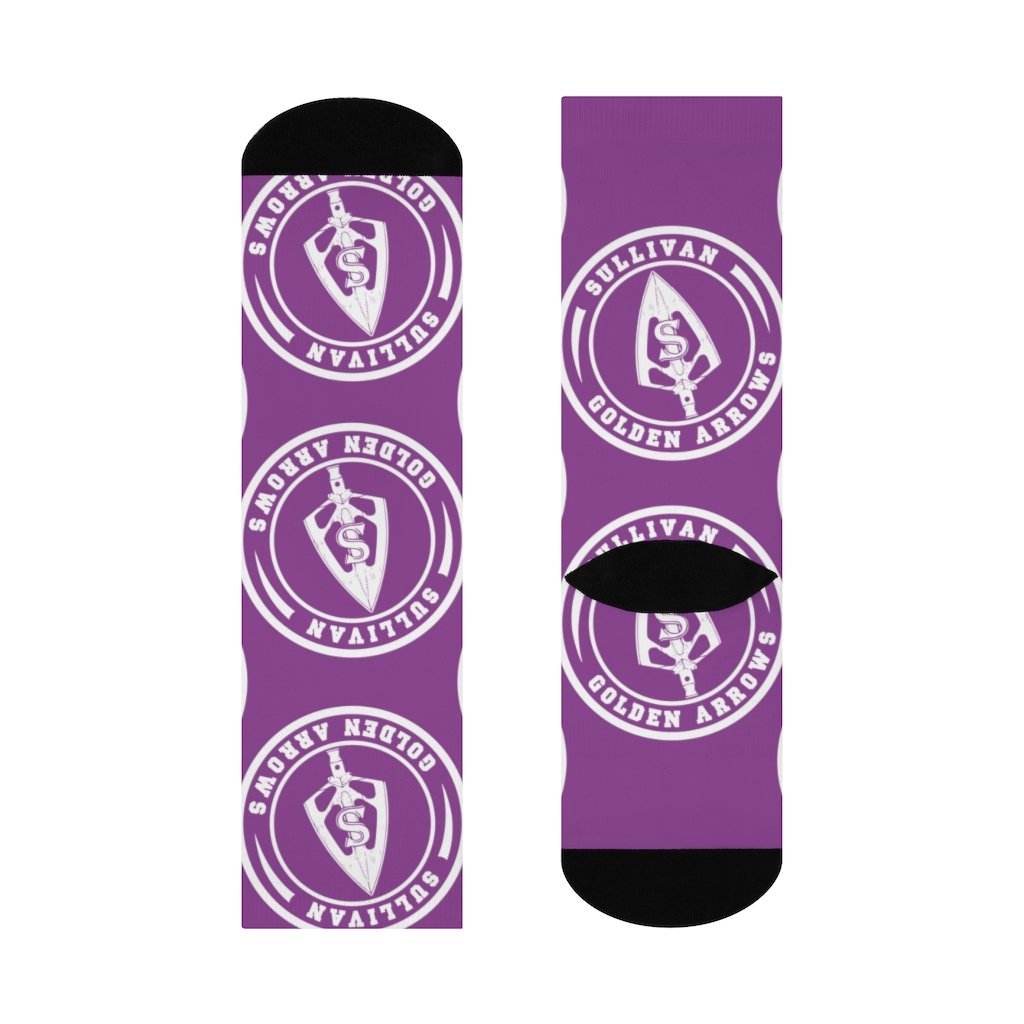 Sullivan HS Golden Arrows - Crew Socks - large arrow white on purple - EdgyHaute