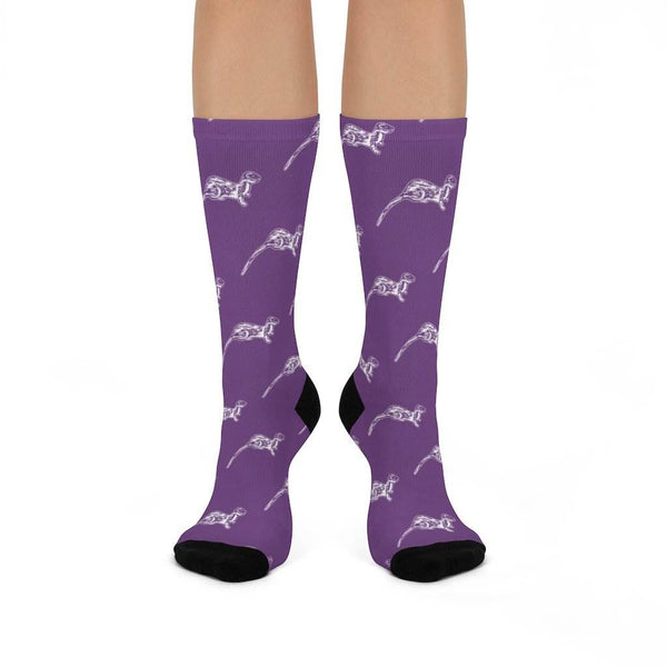 Otter Creek MS Otters - Crew Socks - white on purple - EdgyHaute
