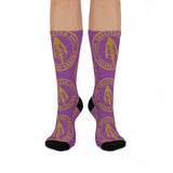 Sullivan HS Golden Arrows - Crew Socks - large arrow gold on purple - EdgyHaute