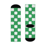 Cloverdale HS Clovers - Crew Socks - 4-leaf clover on green - EdgyHaute