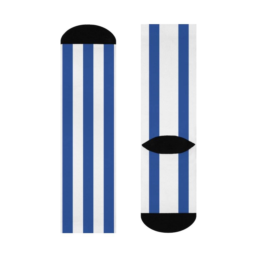 Honey Creek MS Bees - Crew Socks - blue and white stripes - EdgyHaute