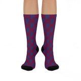 Riverton Parke HS Panthers - Crew Socks - navy on maroon - EdgyHaute