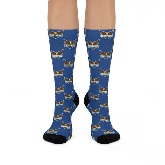 Crestwood School Eagles - Crew Socks - eagle on dark blue - EdgyHaute