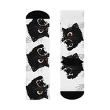 Gerstmeyer Black Cats - Crew Socks - large cat on white - EdgyHaute