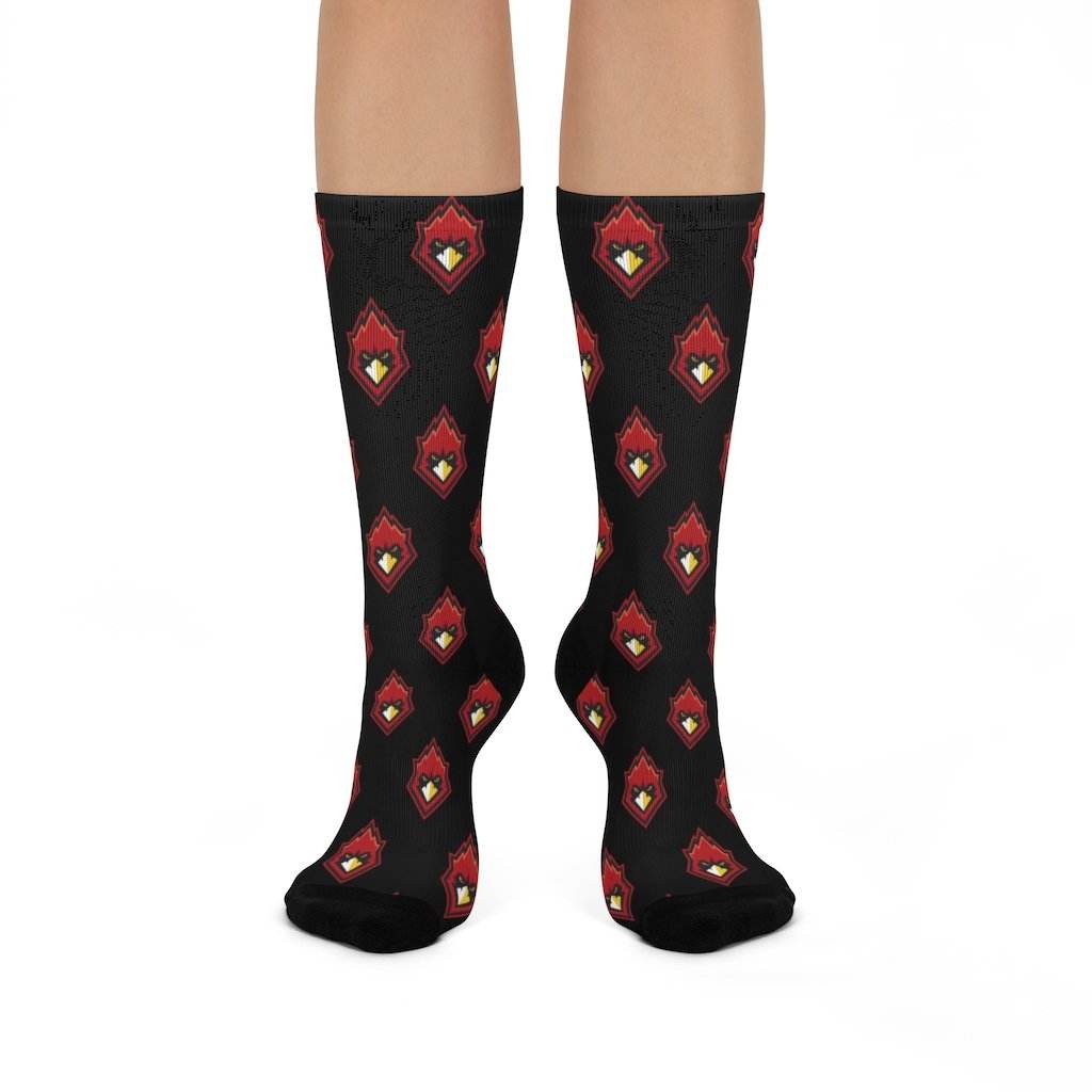 Chrisman HS Cardinals - Crew Socks - cardinal on black - EdgyHaute