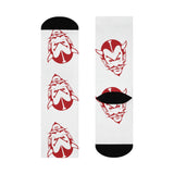 Brazil HS Red Devils - Crew Socks - large devil red on white - EdgyHaute