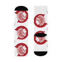 Carlisle MS Indians - Crew Socks - large C red on white - EdgyHaute
