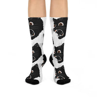 Gerstmeyer Black Cats - Crew Socks - large cat on white - EdgyHaute