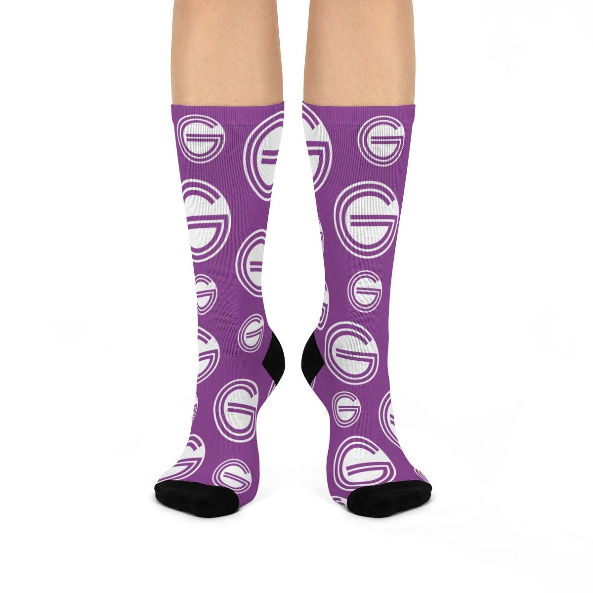 Garfield Purple Eagles - Crew Socks - small center-court G on purple - EdgyHaute