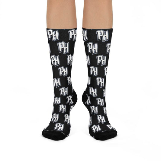 Parke Heritage HS Wolves - Crew Socks - PH white on black - EdgyHaute