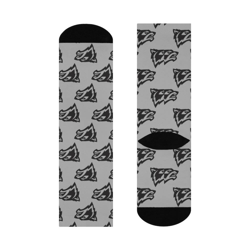 Parke Heritage HS Wolves - Crew Socks - black on gray - EdgyHaute