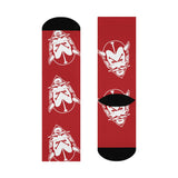 Brazil HS Red Devils - Crew Socks - large devil white on red - EdgyHaute