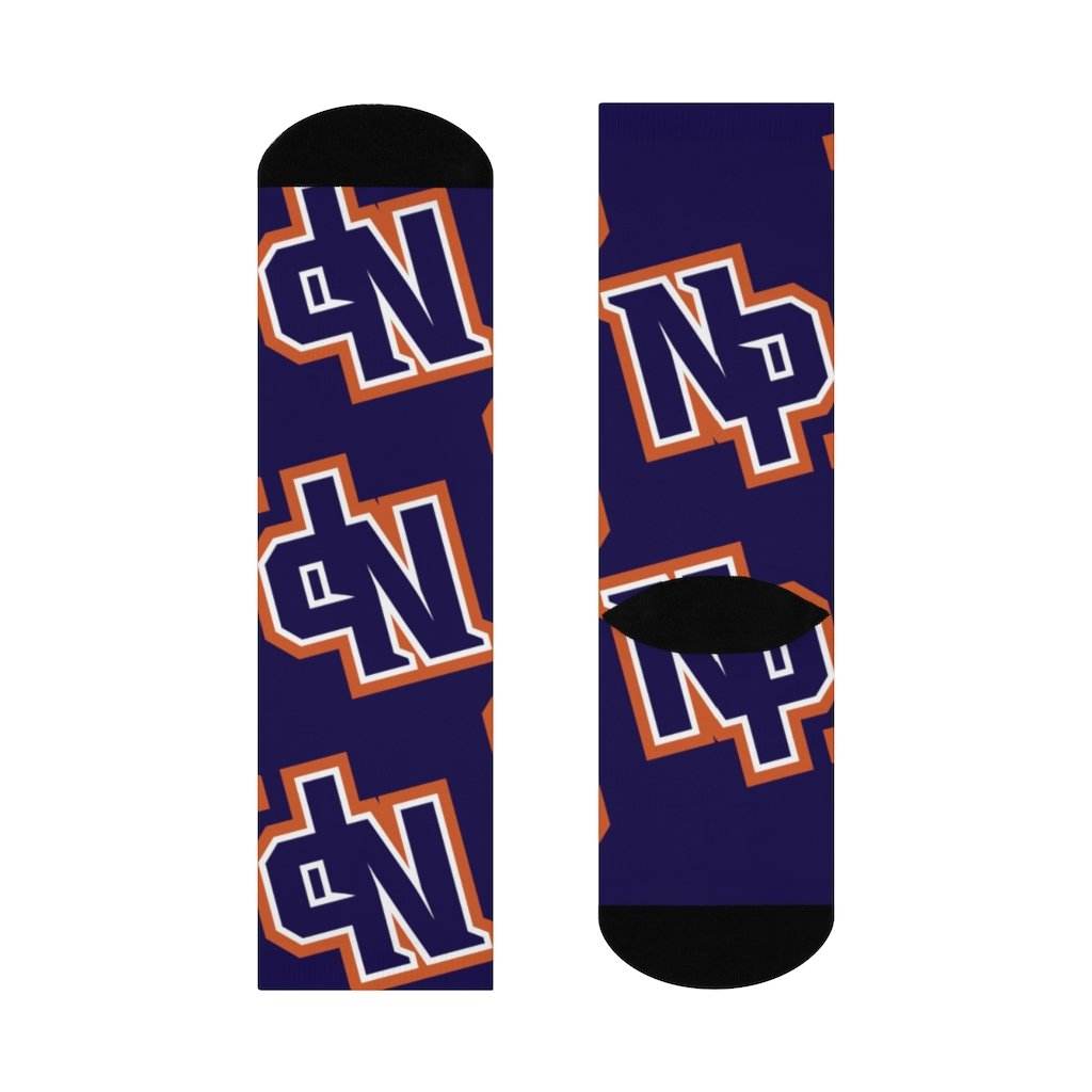 North Putnam HS Cougars - Crew Socks - large NP on navy - EdgyHaute