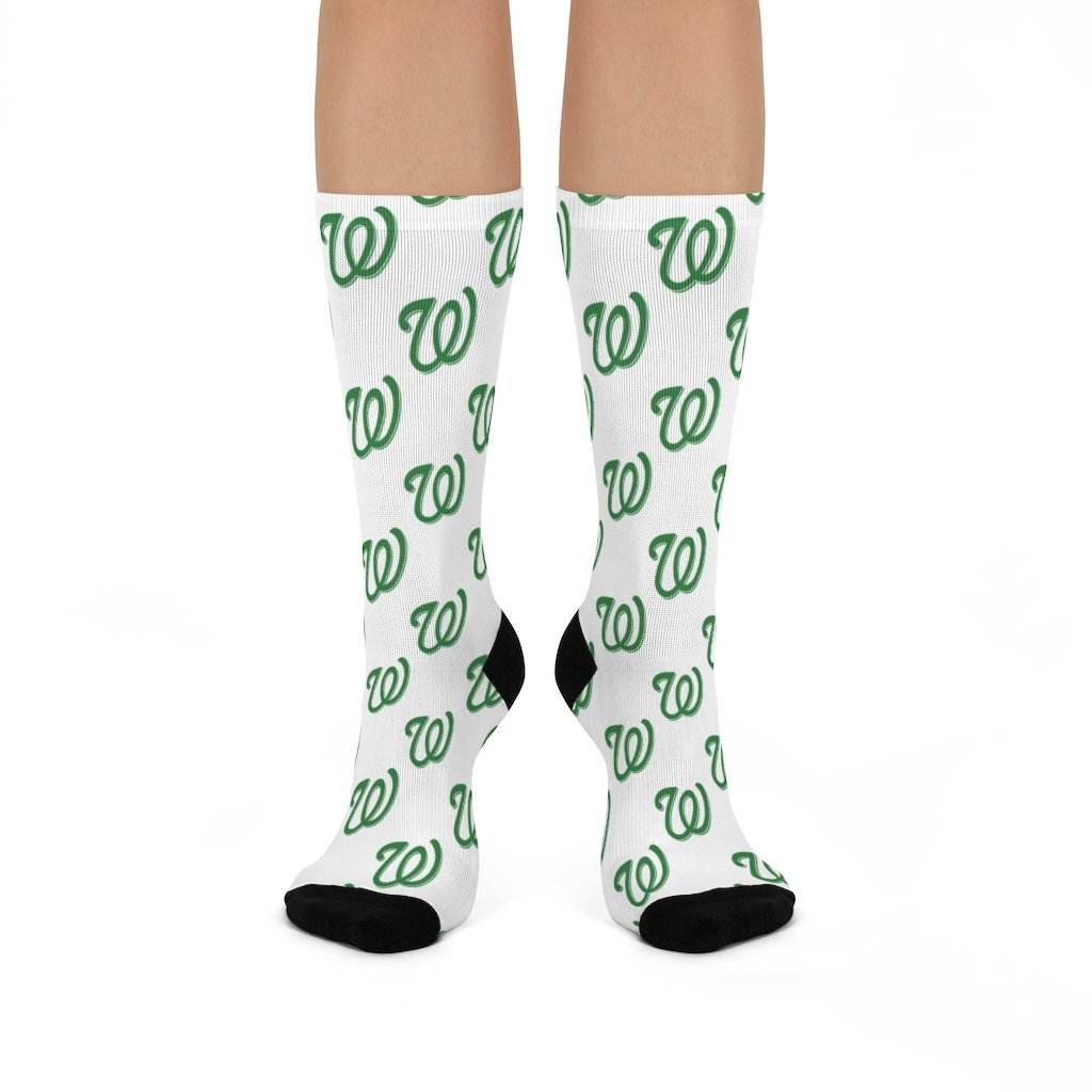 West Vigo HS Vikings - Crew Socks - green on white - EdgyHaute