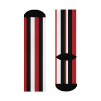 Terre Haute South HS Braves - Crew Socks - red, white and black stripes - EdgyHaute