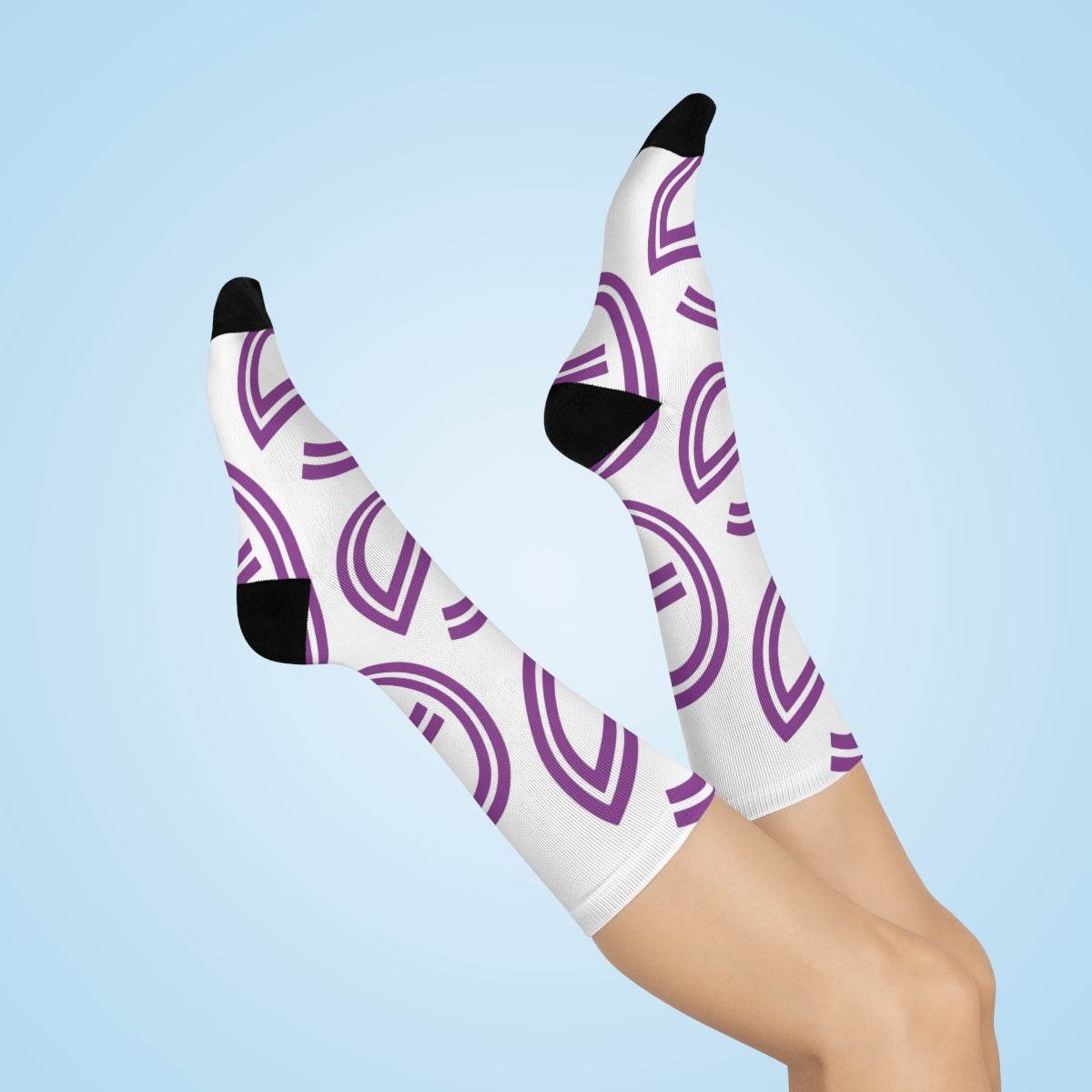 Garfield Purple Eagles - Crew Socks - large center-court G on white - EdgyHaute