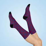 Riverton Parke HS Panthers - Crew Socks - navy on maroon - EdgyHaute