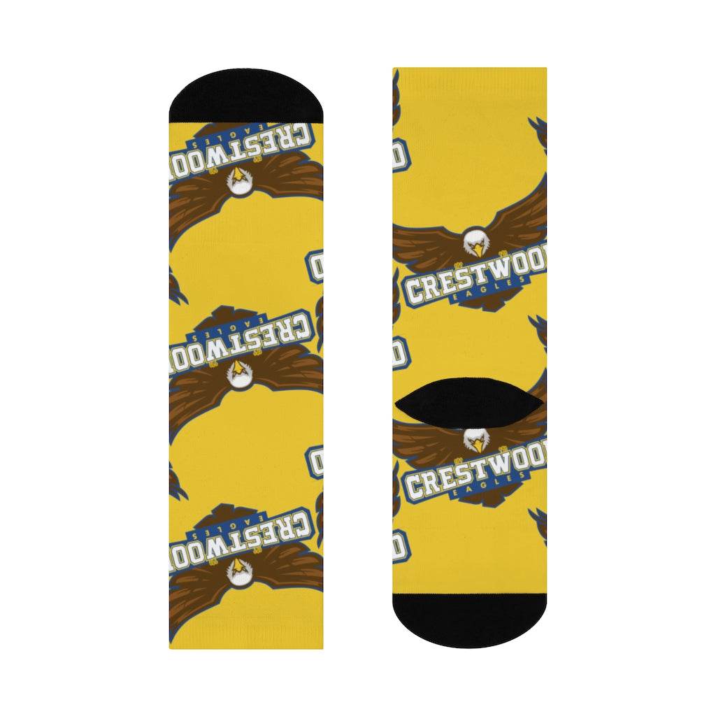 Crestwood School Eagles - Crew Socks - large eagle on yellow - EdgyHaute