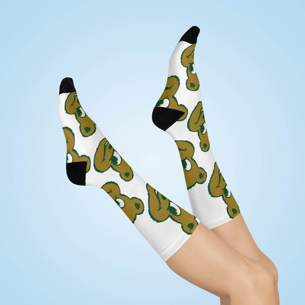 Schulte HS Golden Bears - Crew Socks - large bear on white - EdgyHaute