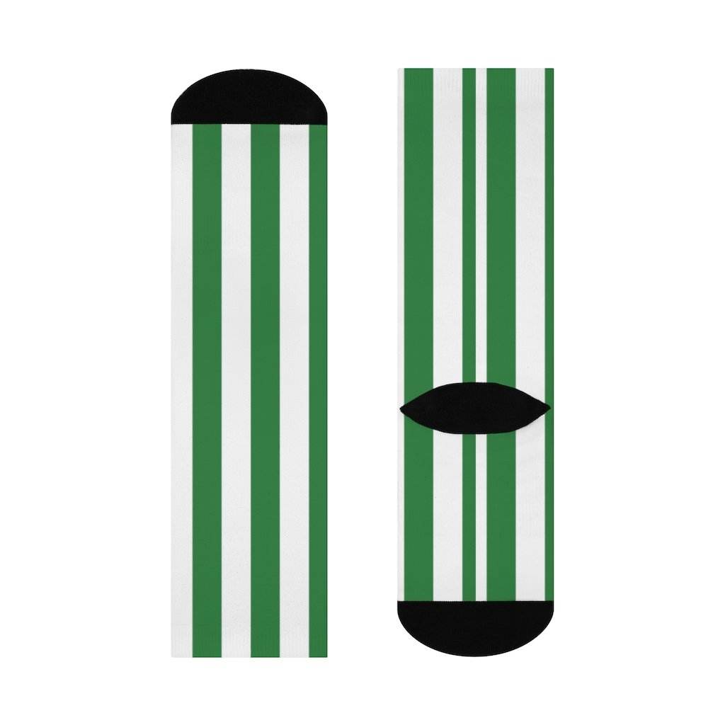 St. Patrick's School Irish - Crew Socks - green and white stripes - EdgyHaute